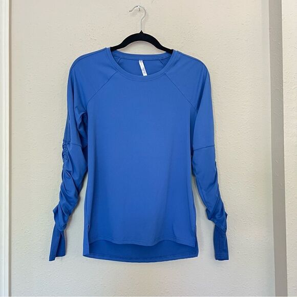 Fabletics Periwinkle Blue Cashel Adjustable Long Sleeve Cinched Top Size XS - Picture 2 of 6